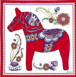 Red Dala Horse Tile